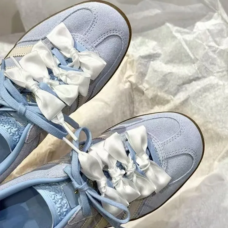 芭蕾风丝绸鞋带蕾丝芭蕾配双蝴蝶结diy德训装饰女款绸缎适配丝带