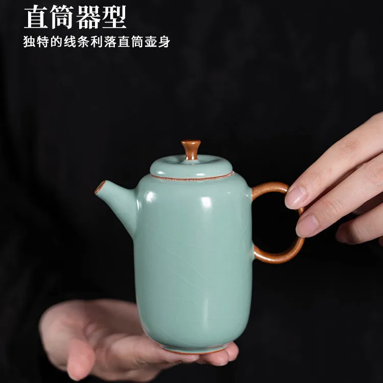 热锻无量 天青汝窑闻香杯闻香茶壶复古陶瓷品茗家用开片可养汝瓷商品图