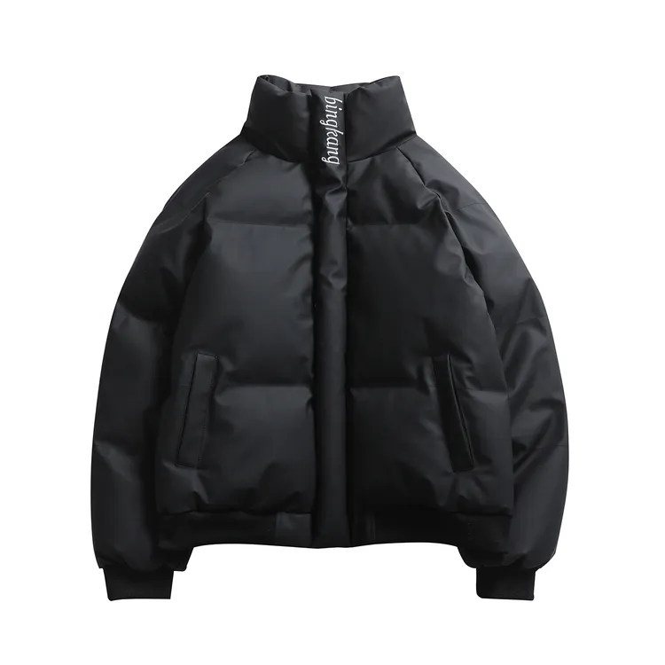 男女款冬季立领加厚韩版棉袄PU皮棉衣宽松刺绣冬装棉服情侣美式潮