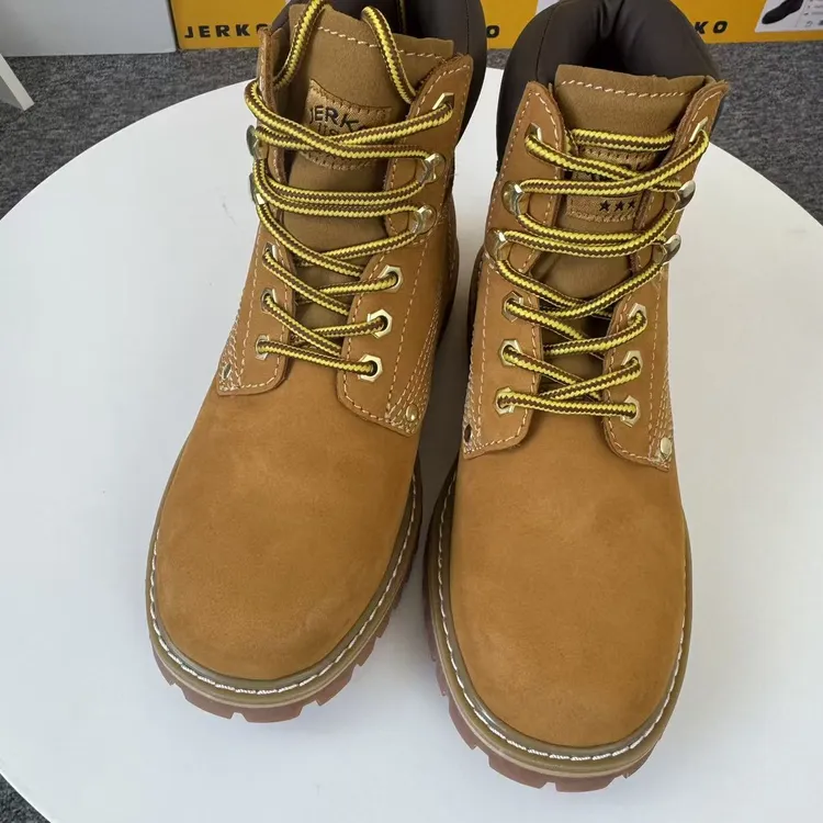 【JERKO工装靴】秋冬磨砂皮 金属扣系带厚底防滑马丁靴 保暖街头风