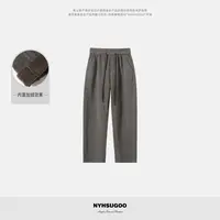 NYHSUGOO/南乙冬季斜纹松紧腰奥粒绒加厚窄版卫裤55037男士直筒裤