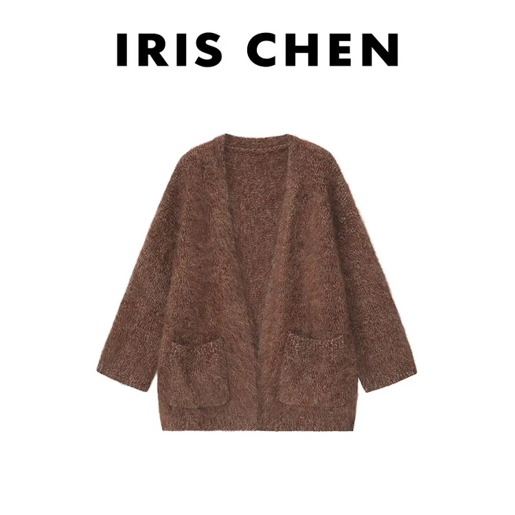 IRIS CHEN 洛杉矶 25秋“100羊毛双面拉绒”老钱风针织开衫25WT844