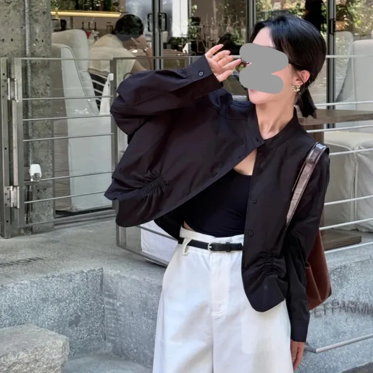 设计感立领短外套女2025秋季新款韩版时尚百搭单排扣开衫夹克上衣