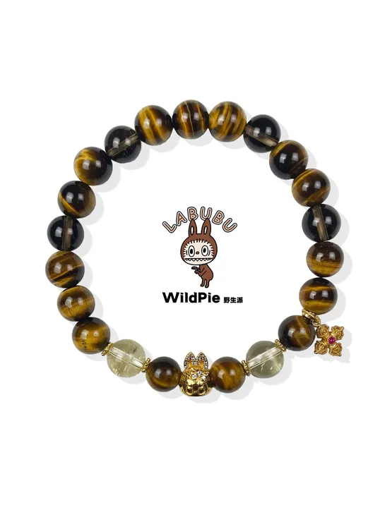 天然辰砂拉布布手链labubu形象同款水晶手串招财虎眼石泡泡玛特
