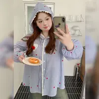 徐达布【光盐蓝清】大码连帽卫衣女秋季微胖长袖外套W36501C52