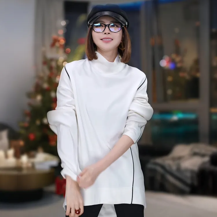 溶溶【天丝云暖T】RONGRONG莫代尔棉混纺柔滑解构长袖T恤2502K517