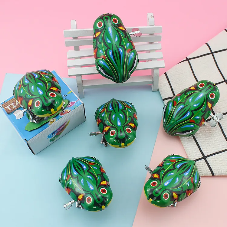 加厚合金款铁皮青蛙80后怀旧发条玩具上链铁皮青蛙地摊热卖小玩具