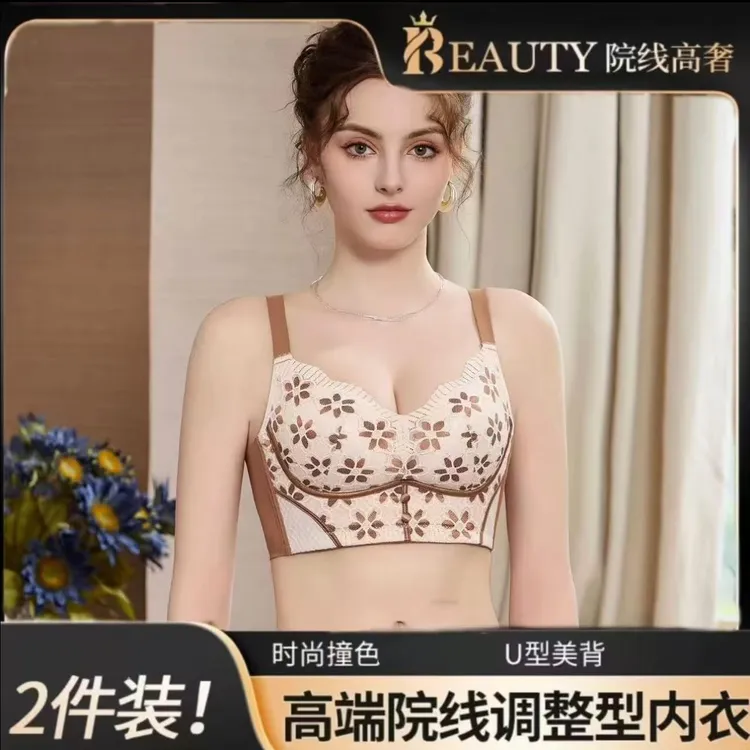 【轩希希宠粉 到手2件装】小雏菊聚拢收副乳调整型性感无钢圈文胸罩