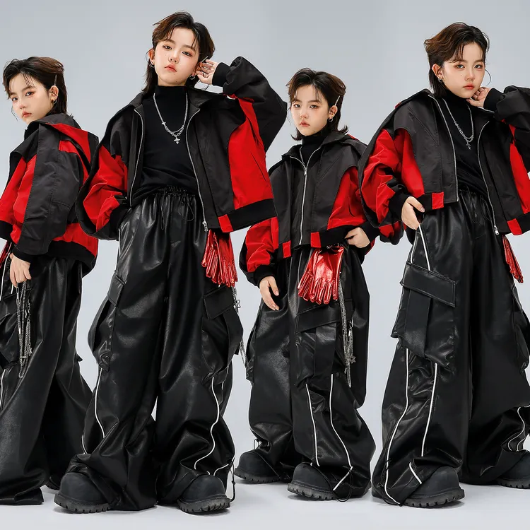 街舞儿童潮服嘻哈hiphop男孩潮牌夹克套装少儿宽松时髦元旦演出服