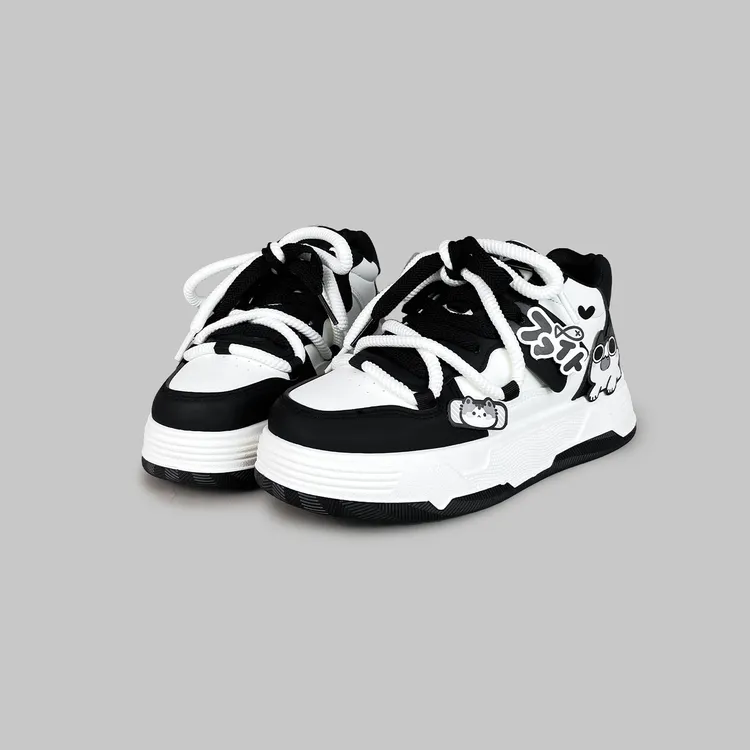 艾米与麦麦秋季新款高帮板鞋女初中生鞋子百搭韩系可爱女孩休闲鞋