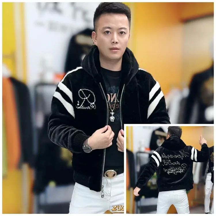 959标准冬季新款时尚潮流男士修身连帽外套