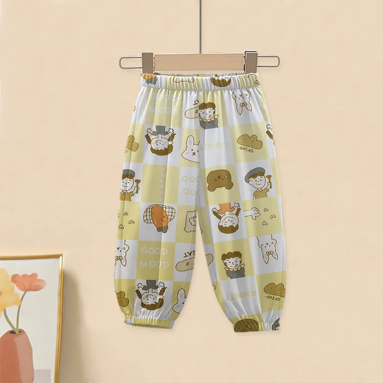 2025年新款儿童休闲防蚊裤夏季薄款男童宝宝束脚女童灯笼冰丝裤子