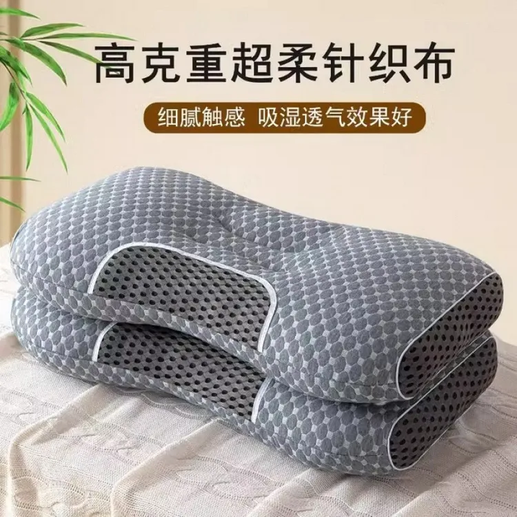 2025年新款黑色水立方针织黑豆豆色分区spa按摩护颈枕芯枕头厂家