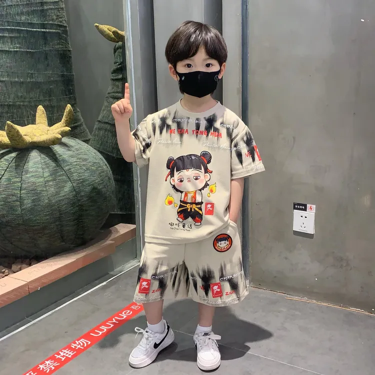 哪吒衣服男童夏季套装2025新款男宝夏日穿搭男孩时髦休闲儿童夏装