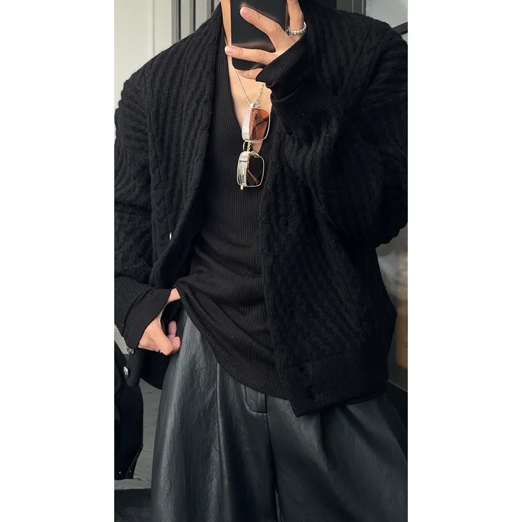 龙叨叨秋季新品小众设计感开衫毛衣休闲宽松百搭时尚款针织衫外套