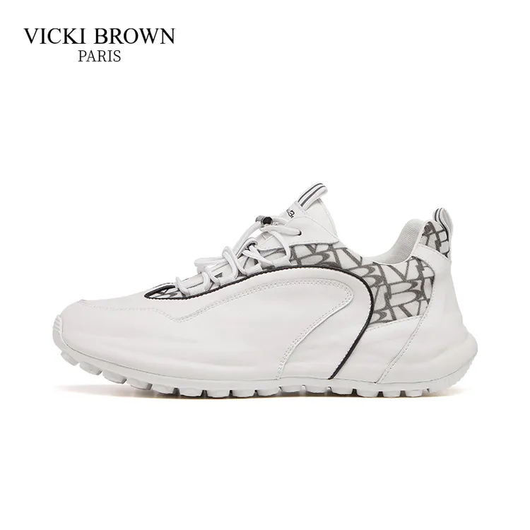 法国VICKI BROWN 轻奢韩版男士真皮百搭厚底增高舒适休闲鞋运动鞋