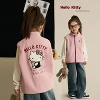 辰辰妈【有点甜】女童KITTY猫撞色立领马甲儿童奥粒绒外套8721DH