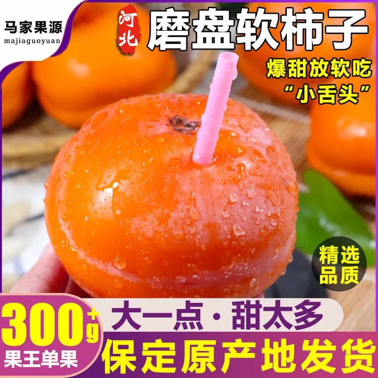河北保定特大磨盘软柿子5斤新鲜水果当季整箱9黄甜软柿子特产张坊