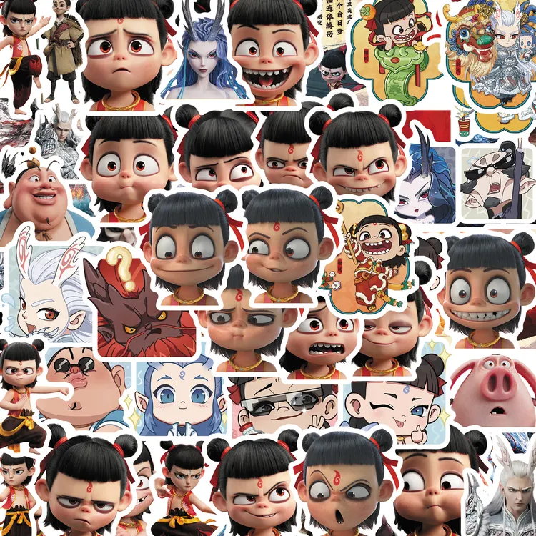 80张哪吒2魔童闹海表情贴纸周边创意笔记本手机壳手帐防水贴画