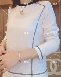雪姐服饰「简约明线T恤」撞色圆领长袖休闲百搭宽松T恤