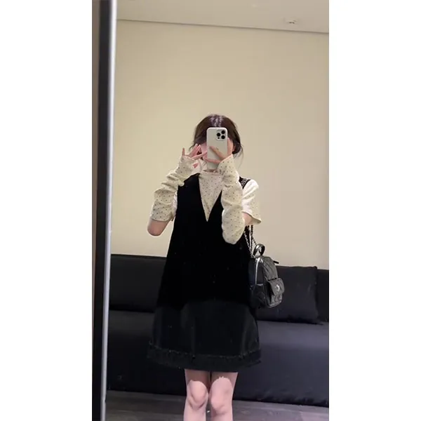 背心裙两件套女2025新款设计感小众超好看小个子韩系显瘦连衣裙