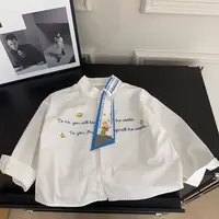 【两个小盆友】2025秋季儿童韩版休闲卡通玩偶宽松时尚衬衫886458