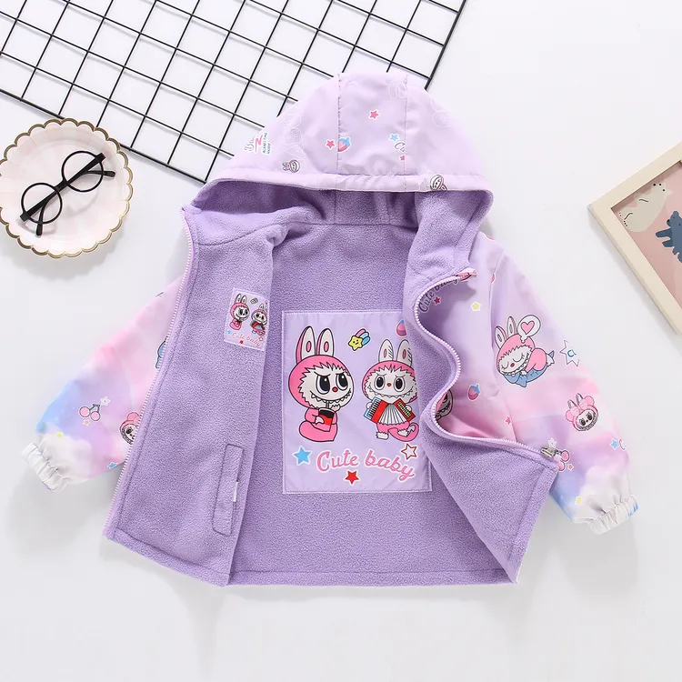 【两面穿】女童冲锋衣春秋外套双面穿2025摇粒绒春秋装加绒防风上衣