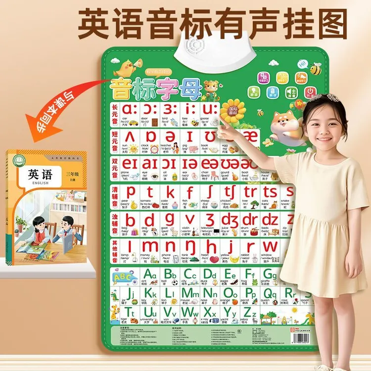 音标有声挂图英语发音和自然拼读48个英文字母口诀表儿童学习神器
