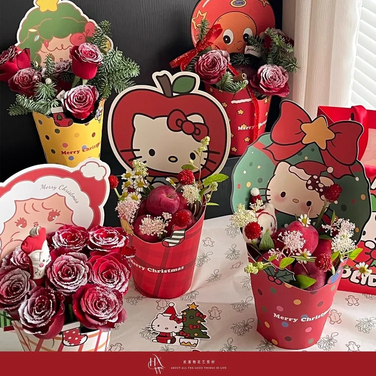 新品鲜花水果圣诞礼盒星星人包装盒花艺鲜花资材手工鲜花资材