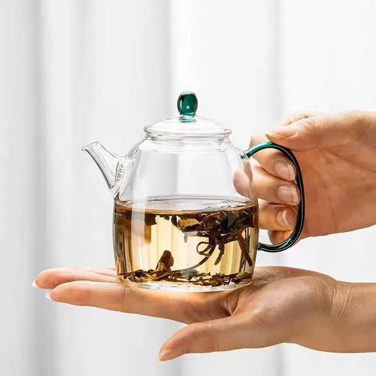 300毫升秦权壶高硼硅玻璃耐热明火加热大容量加厚手工泡壶