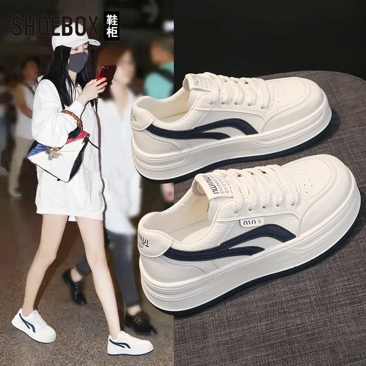 SHOEBOX鞋柜运动鞋女2025秋新款厚底松糕透气百搭板鞋超火小白鞋