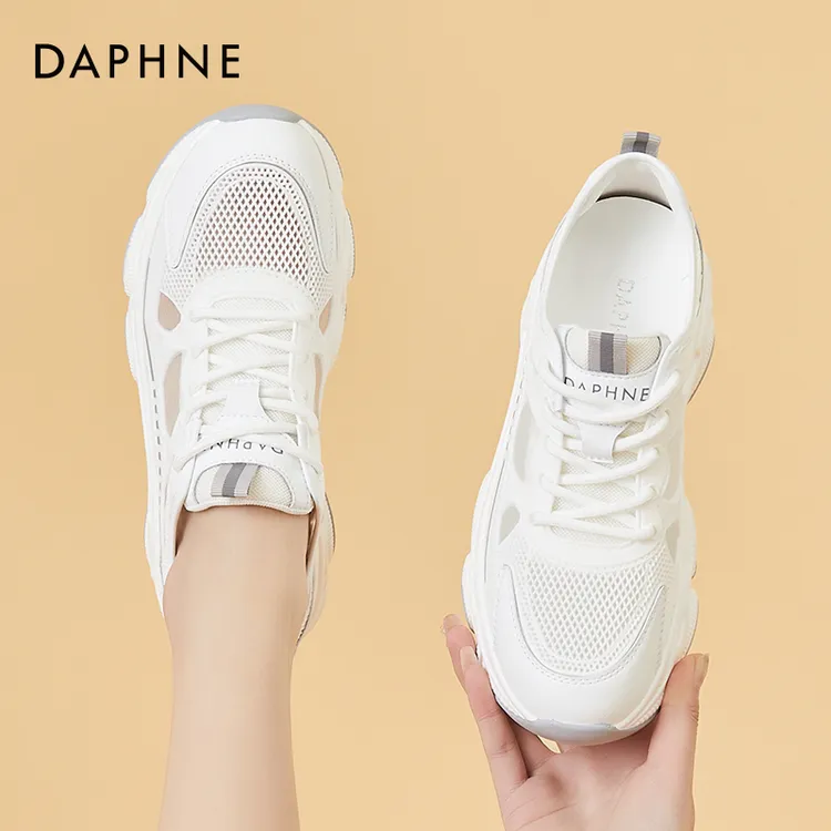 达芙妮网面舒适透气运动鞋女春夏薄款休闲小白鞋厚底百搭老爹鞋
