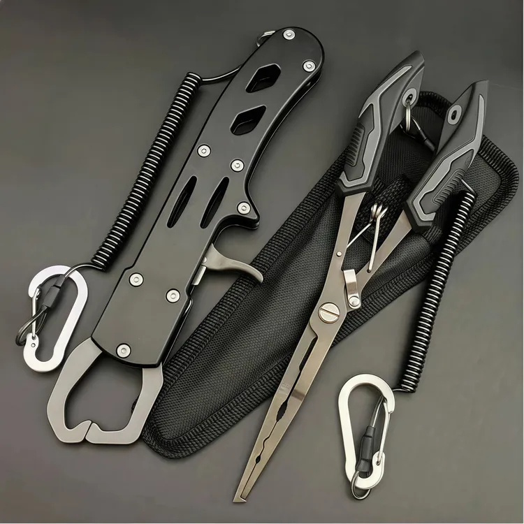 加长路亚钳灰钛工艺多功能控鱼器斜口剪线开环绑线摘钩钓鱼工具