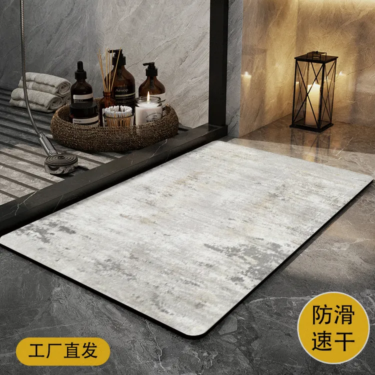 简约现代浴室脚垫吸水速干厕所卫生间轻奢硅藻泥防滑地垫入户地毯