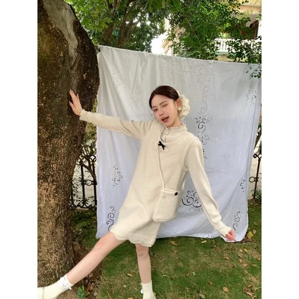 赵小小【布偶糖霜】99192 法式温柔风小个子甜美吊带连衣裙【配包包】