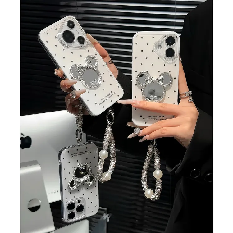 雅天立波点米妮镜子适用苹果16/13手机壳iPhone华为vivo小米oppo