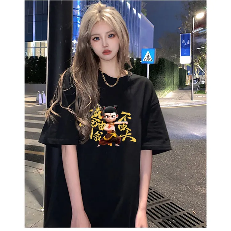 黑色短袖T恤女装夏季重磅凉感宽松显瘦时尚百搭吸湿棉质半袖上衣