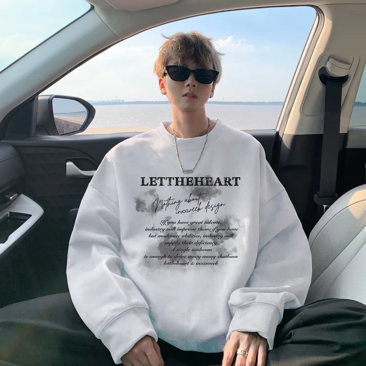 加大码300斤复古港风休闲圆领卫衣男女秋冬加绒加厚宽松百搭上衣