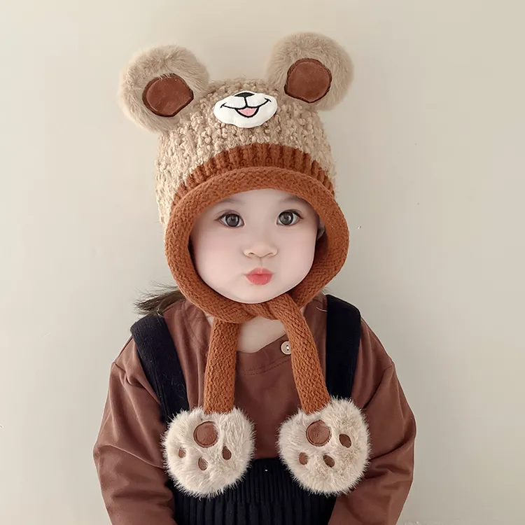 儿童帽子围脖一体冬季2025新款男女童围巾宝宝护耳保暖针织毛线帽