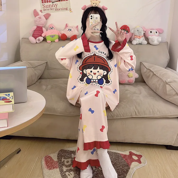 100%全棉睡衣女款爆款2025新款春秋季薄款纯棉长袖长裤家居服大码