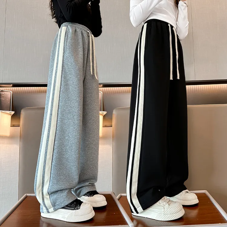 女童裤子2025春秋新款儿童运动休闲裤洋气女孩秋装直筒阔腿裤卫裤