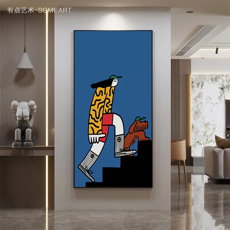 克莱因蓝潮流玄关装饰画现代简约客厅竖版壁画楼梯间走廊过道挂画
