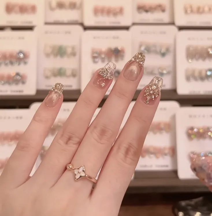 【小香鹅】新款纯手工穿戴甲光疗满钻锆石高级感显白纯手作美甲片