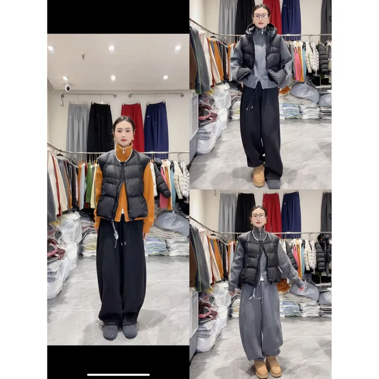 韩单定制‘青花瓷羊毛呢高货版立体线条阔腿宽松休闲卫裤（一裤俩穿