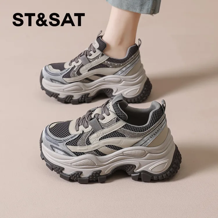 星期六老爹鞋女2026春季新款厚底显脚小女鞋增高休闲运动鞋子爆款