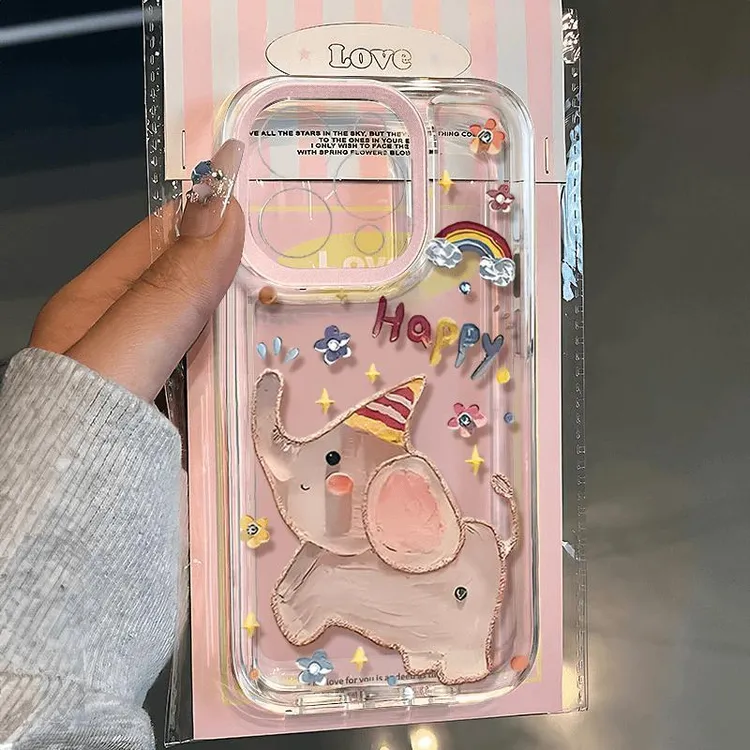 可爱小象适用苹果16PROMAX手机壳iPhone15软壳14全包13新款12防摔