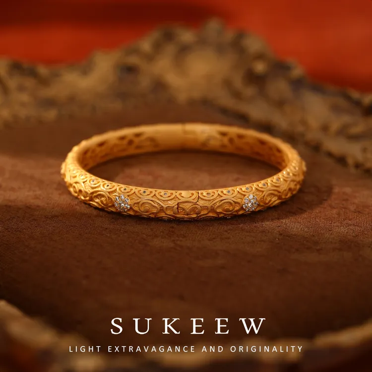SUKEEW/酥可 铜合金手镯 镀k金【鎏纹】中式祥云花丝优雅手镯295202