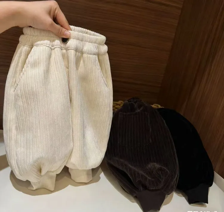 K0177加绒优品·雪尼尔条绒韩国豆丁裤