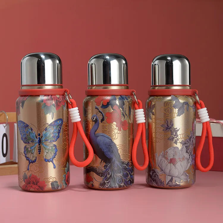 【年货节】金孔雀国风高颜值大容量女士不锈钢保温杯便携户外喝水杯