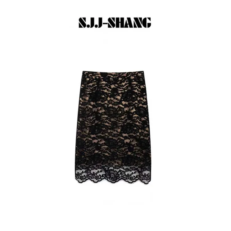 SJJ-SHANG【浮花】25早秋新品亲肤轻奢蕾丝刺绣半身裙q135306p
